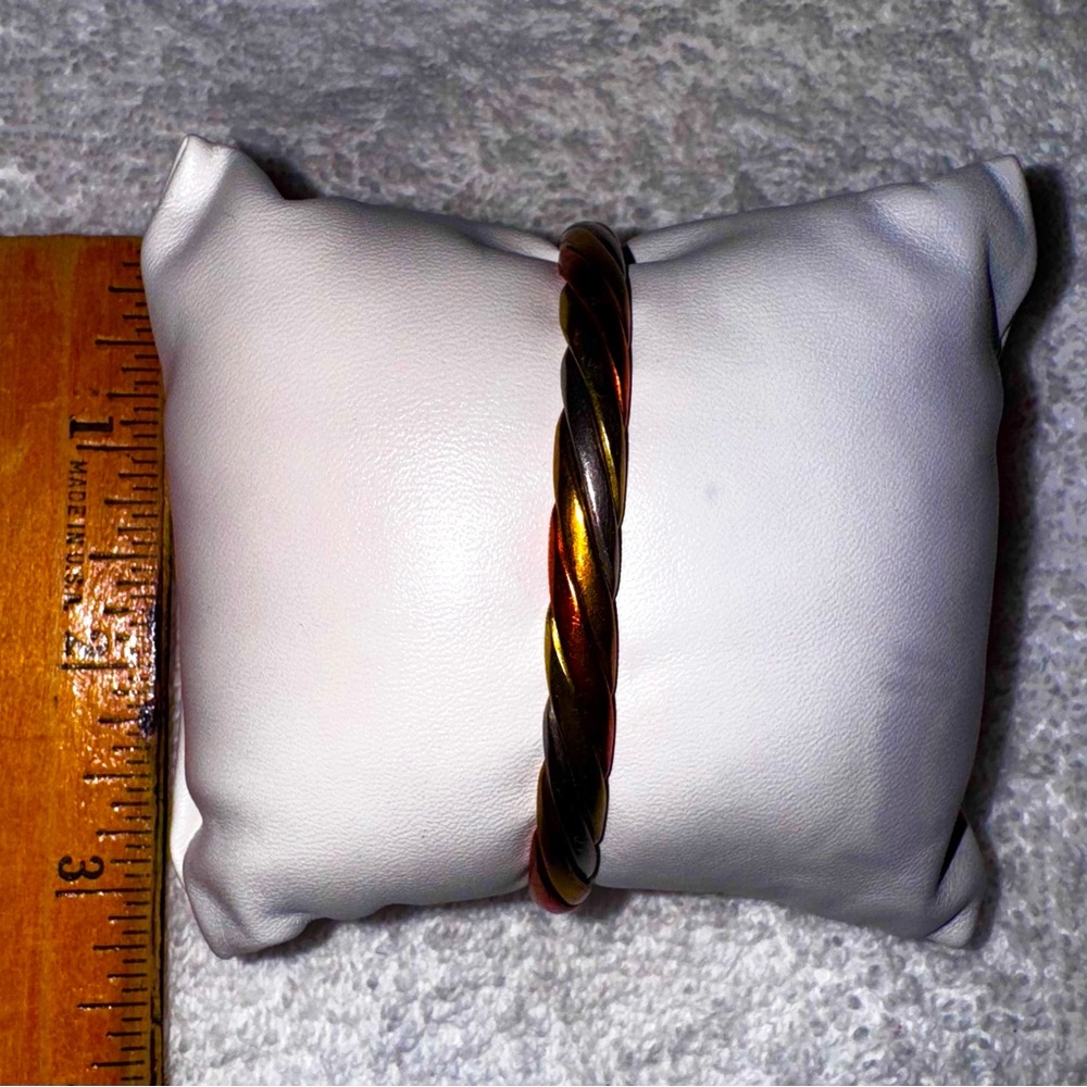 Tri Color Twisted Metal Bangle Bracelet